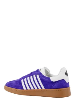 Sneakers in camoscio con bande in pelle