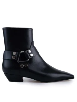 Stivale caviglia in pelle con fibbia