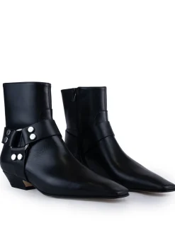 Stivale caviglia in pelle con fibbia