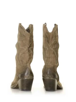Stivale Texano Alto Beige in camoscio