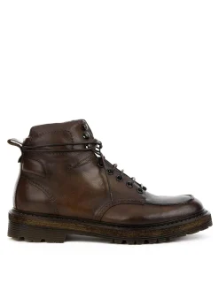Stivaletto Mogano In Pelle Con Lacci