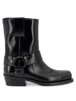Stivali biker in pelle con borchie iconiche