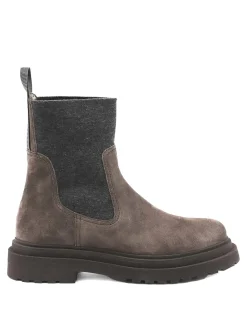 Stivali in pelle con dettaglio cashmere