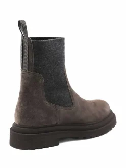 Stivali in pelle con dettaglio cashmere