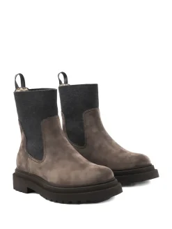 Stivali in pelle con dettaglio cashmere