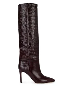 Stivali stiletto 85 in pelle bordeaux