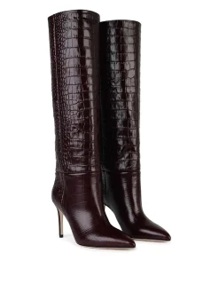 Stivali stiletto 85 in pelle bordeaux
