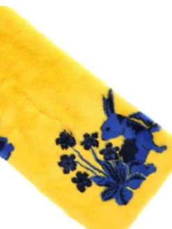 Stola in eco-pelliccia gialla e blu