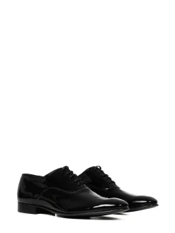 Suola in pelle verniciata nera Oxford