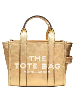 The Small Tote In Pelle Laminata Colore Gold
