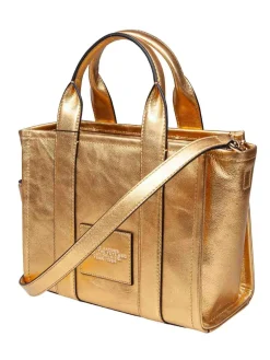 The Small Tote In Pelle Laminata Colore Gold