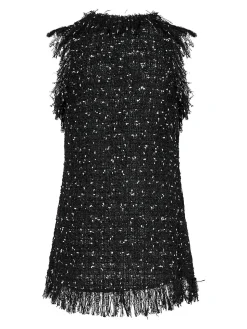 Top a polka ricamato nero