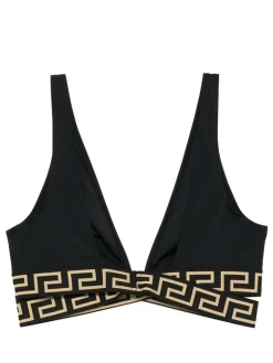 Top bikini con stampa Greca
