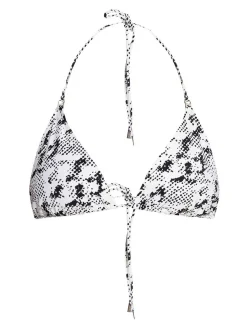 Top Bikini in stampa bianca e nera