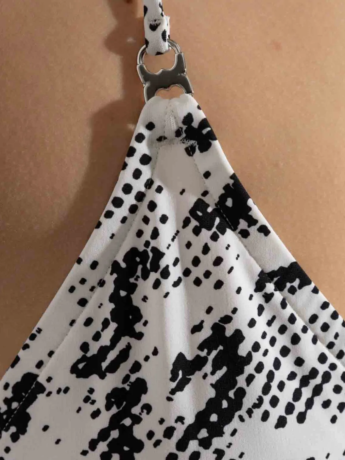 Top Bikini in stampa bianca e nera