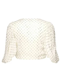 Top crop jacquard seta e lurex