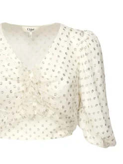 Top crop jacquard seta e lurex