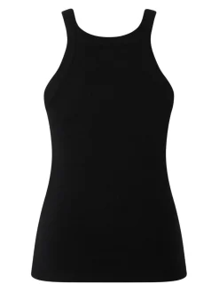 Top nero semitrasparente con cavalli