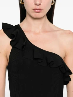 Top One-Shoulder nero