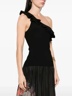 Top One-Shoulder nero