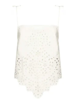 Top ricamato in cotone