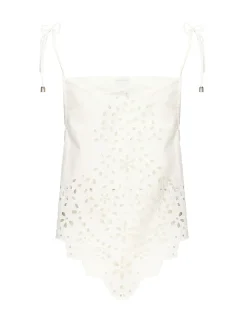Top ricamato in cotone