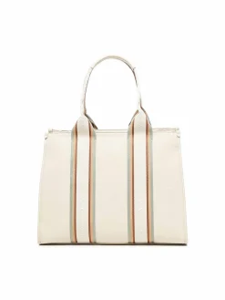 Tote bag con bande contrastanti