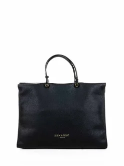 Tote bag petra a ecopelle martellata nera