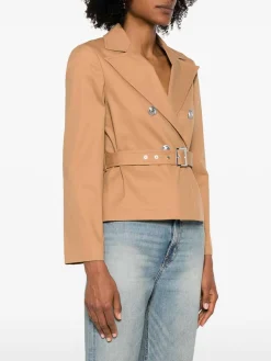 Trench corto a doppio petto di cammello beige