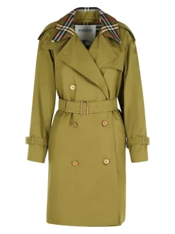 Trench di cotone verde corto