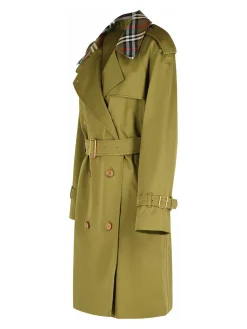 Trench di cotone verde corto