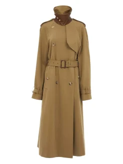 Trench lungo in gabardina di cotone