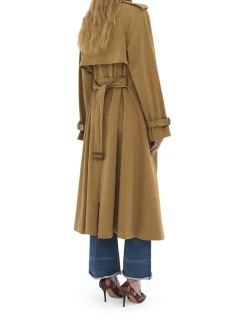 Trench lungo in gabardina di cotone