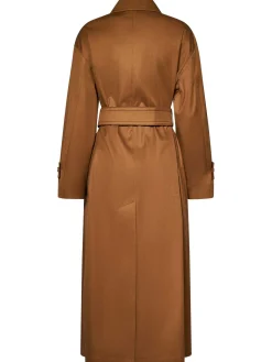 Trench lungo in gabardina di cotone