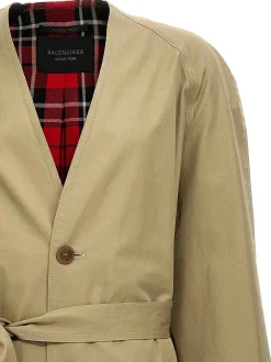 Trench oversize con fodera a quadri