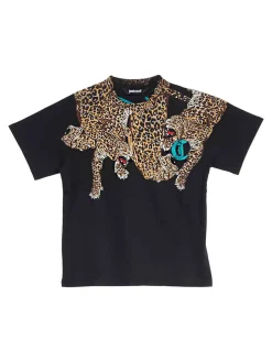 T-shirt a collo leopardo