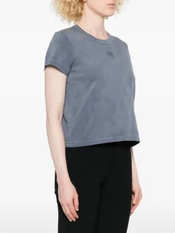 T-shirt a maniche corte blu con logo