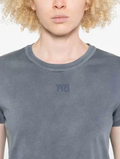 T-shirt a maniche corte blu con logo