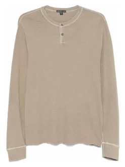 T-shirt a maniche lunghe in maglia beige