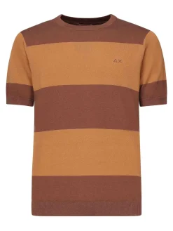 T-shirt a strisce con logo