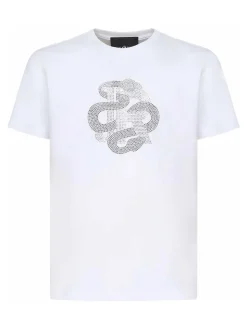 T-shirt con logo di strass