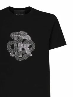 T-shirt con logo di strass