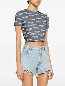 T-shirt del raccolto elastico in grigio