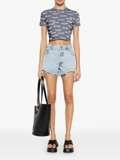 T-shirt del raccolto elastico in grigio