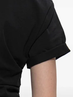 T-shirt di cotone nero asimmetrico