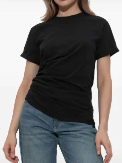 T-shirt di cotone nero asimmetrico