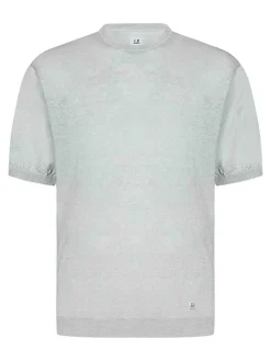 T-shirt filo in lino grigio chiaro