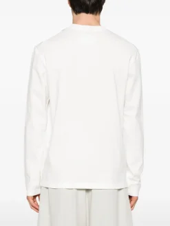 T-shirt in maglia bianco a maniche lunghe
