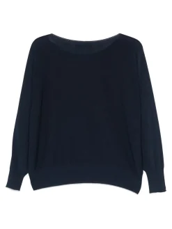 T-shirt scollatura in barca in blu navy
