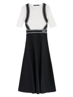 Vestito a manica corta logo in maglia